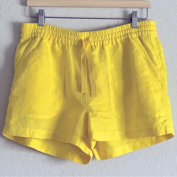 J. Crew Pants - J. CREW Re-Imagined Linen Blend Shorts Bright Yellow Drawstring S